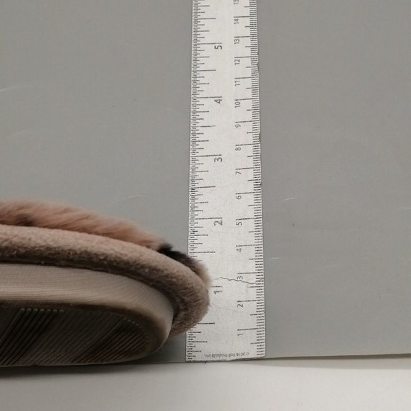 Loft Womens Slide Slipper Brown Beige Leopard Print Faux Fur Cross Straps M 7-8 - Picture 8 of 9